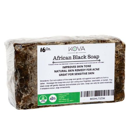 Kova African Black Soap, Natural Ingredients, 1 lb block