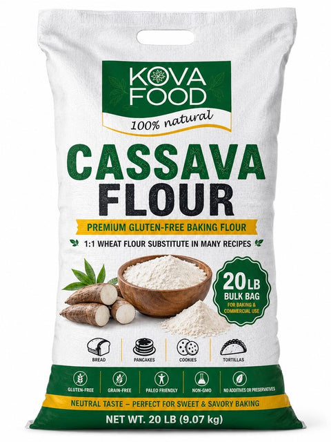 Kovafood Cassava Flour 20LB – Premium Gluten-Free Baking Flour | Wheat Flour Substitute | Non-GMO | No Additives