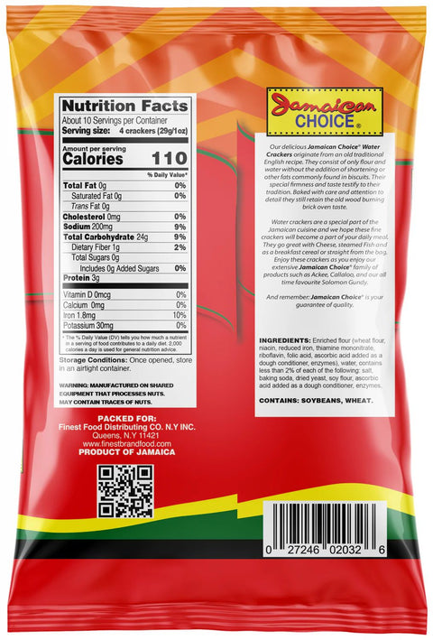 Jamaican Choice Classic Water Crackers, 10.6 Oz