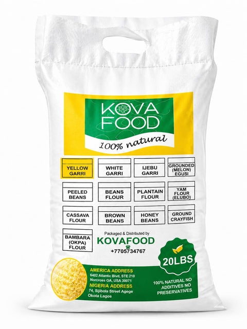 Kovafood Premium Yellow Garri- Authentic Cassava Flakes Infused with Pure Red Palm Oil| Perfect for Rich, Smooth Eba | 100% Natural