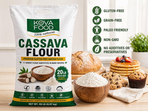 Kovafood Cassava Flour 20LB – Premium Gluten-Free Baking Flour | Wheat Flour Substitute | Non-GMO | No Additives
