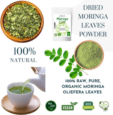 Kovafood Moringa Leaf Powder Non GMO, Organic, 100% Raw, Pure & Natural Leaves only. No Stems