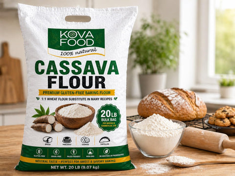 Kovafood Cassava Flour 20LB – Premium Gluten-Free Baking Flour | Wheat Flour Substitute | Non-GMO | No Additives