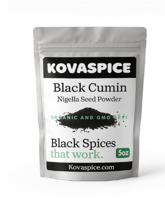 Kova Spice Organic Black Cumin Seed Powder, Nigella. Premium Grade - 8oz