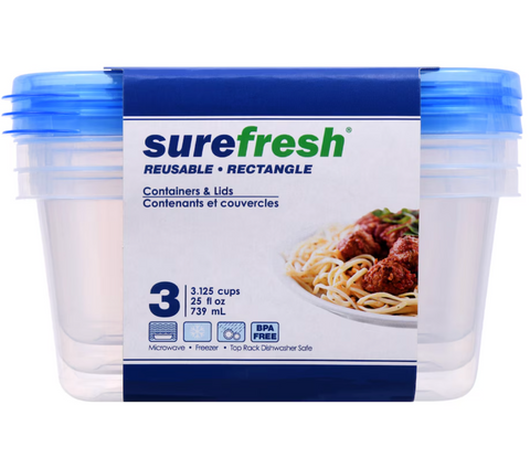 Rectangular Storage Containers, 3-ct. Packs