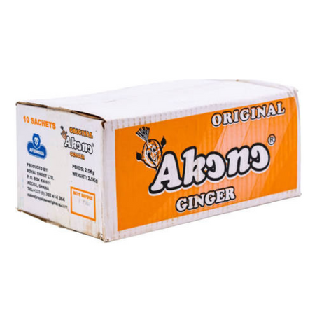 Akono Ginger Chews Case, 250g Sachets x 10