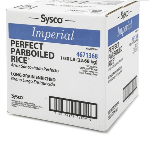 Sysco Imperial Parboiled Rice, 50 lbs