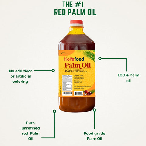 Kovafood Authentic West Africa Red Palm Oil - 100% Pure, Unrefined & All-Natural | Premium Cooking Oil - 2Liters